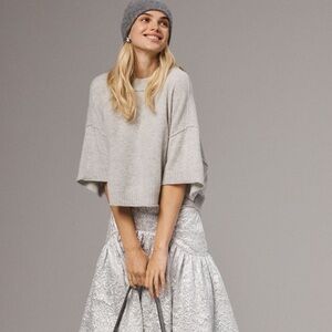 NWT Anthropologie The Goldie Crew-Neck Cashmere Sweater | Grey | L | Org $138